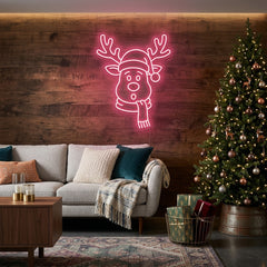 Dear Head Christmas Neon Sign