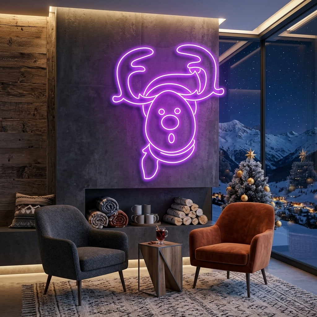 Dear Head Christmas Neon Sign