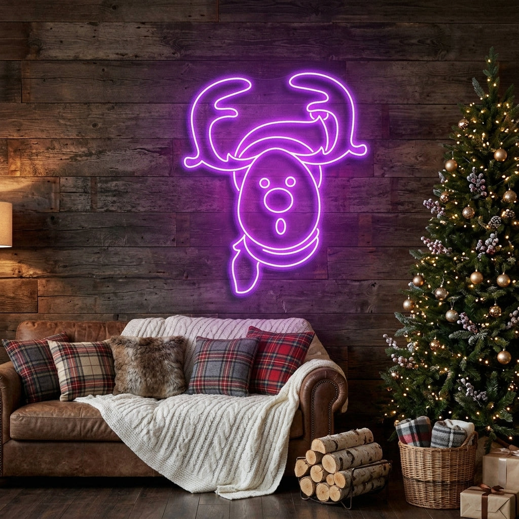 Dear Head Christmas Neon Sign