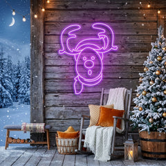 Dear Head Christmas Neon Sign