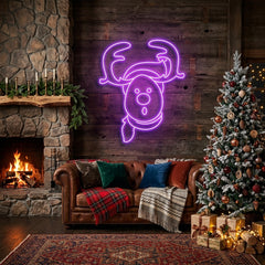 Dear Head Christmas Neon Sign