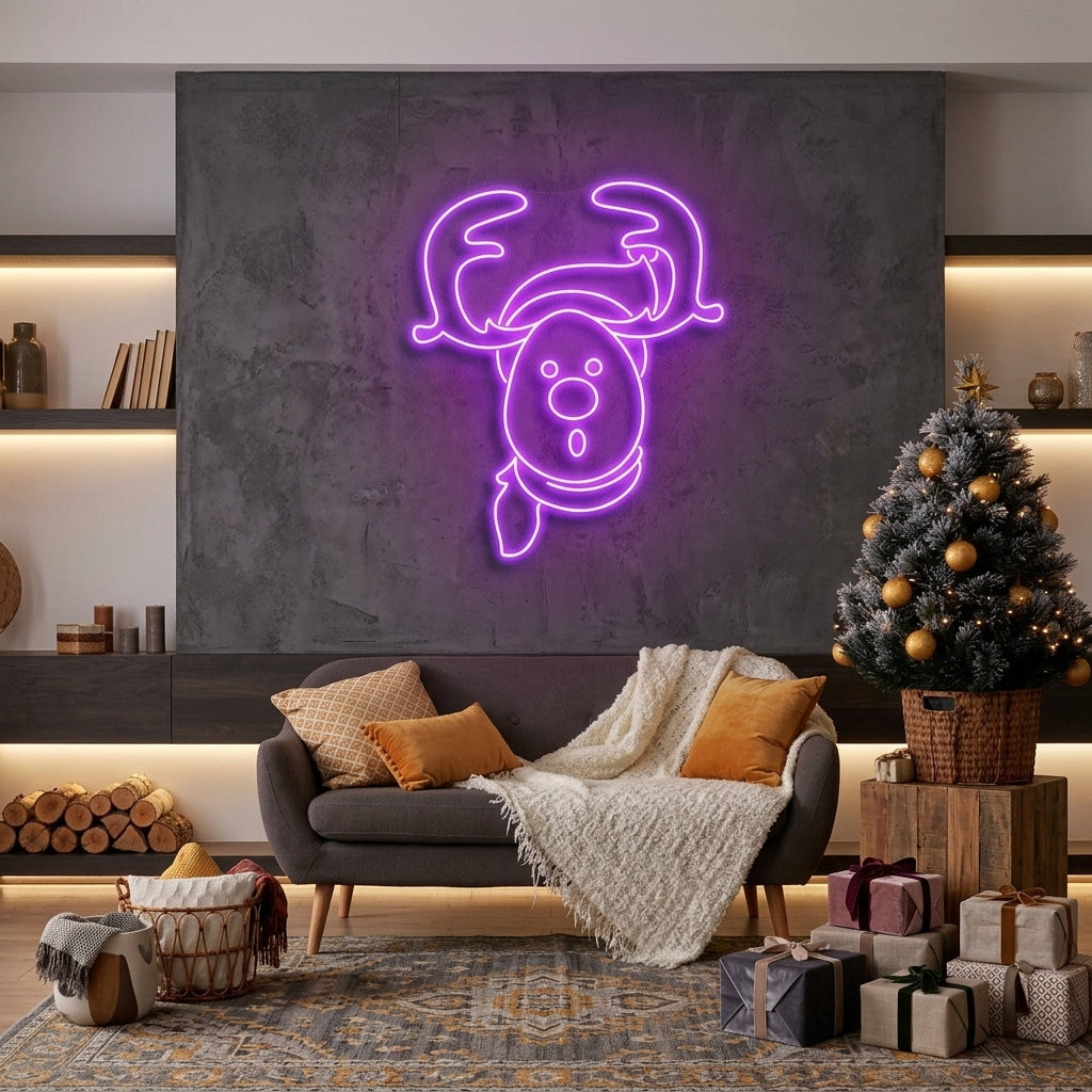 Dear Head Christmas Neon Sign