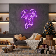Dear Head Christmas Neon Sign