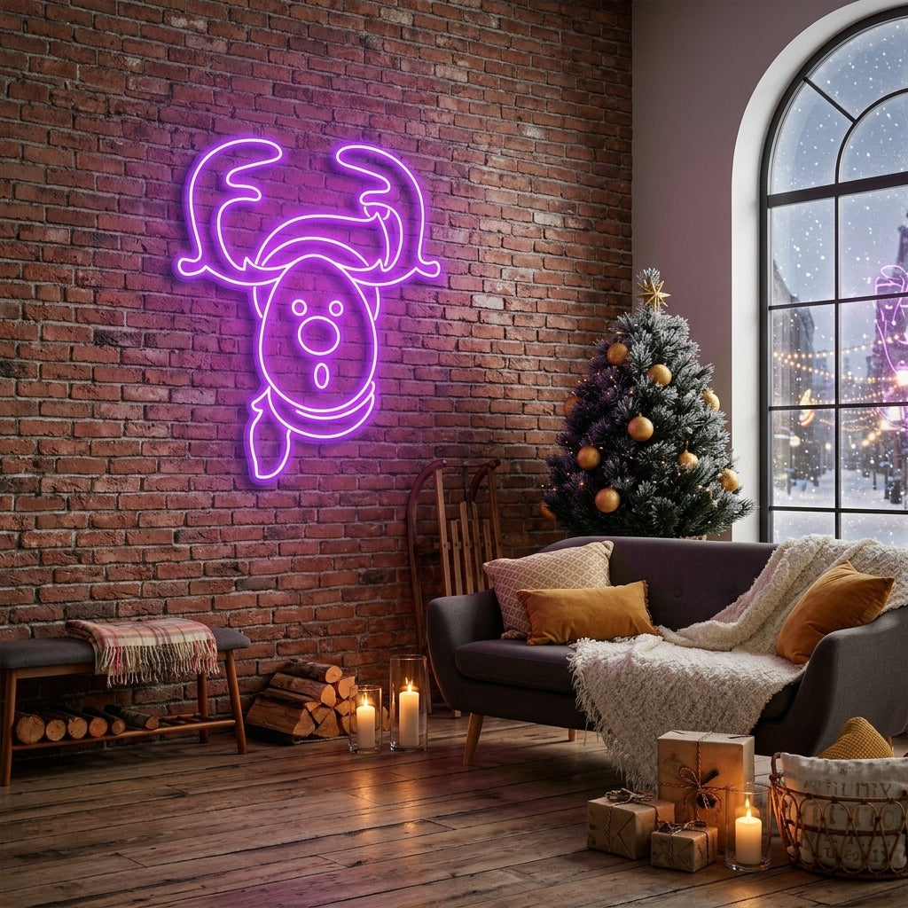 Dear Head Christmas Neon Sign