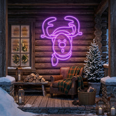 Dear Head Christmas Neon Sign