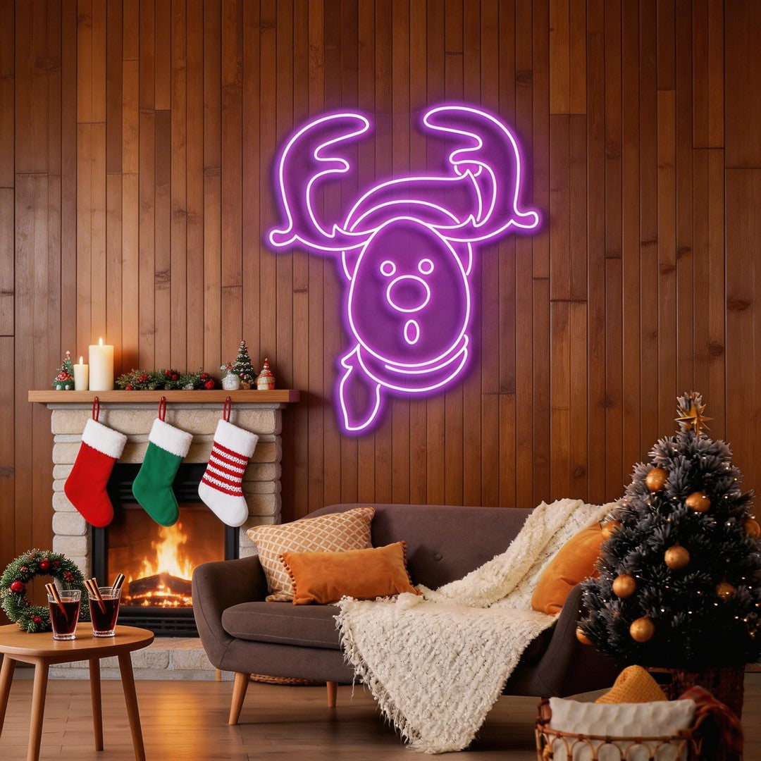 Dear Head Christmas Neon Sign