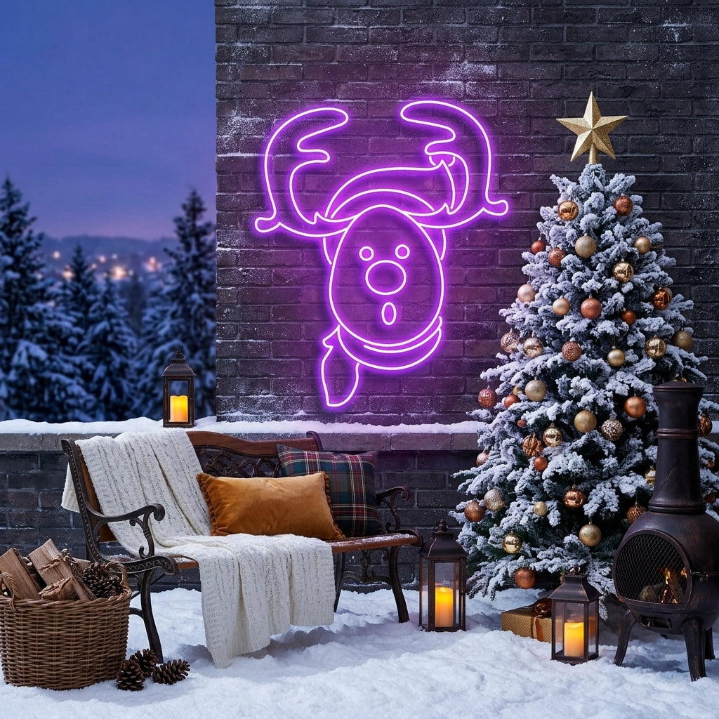 Dear Head Christmas Neon Sign