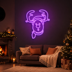 Dear Head Christmas Neon Sign