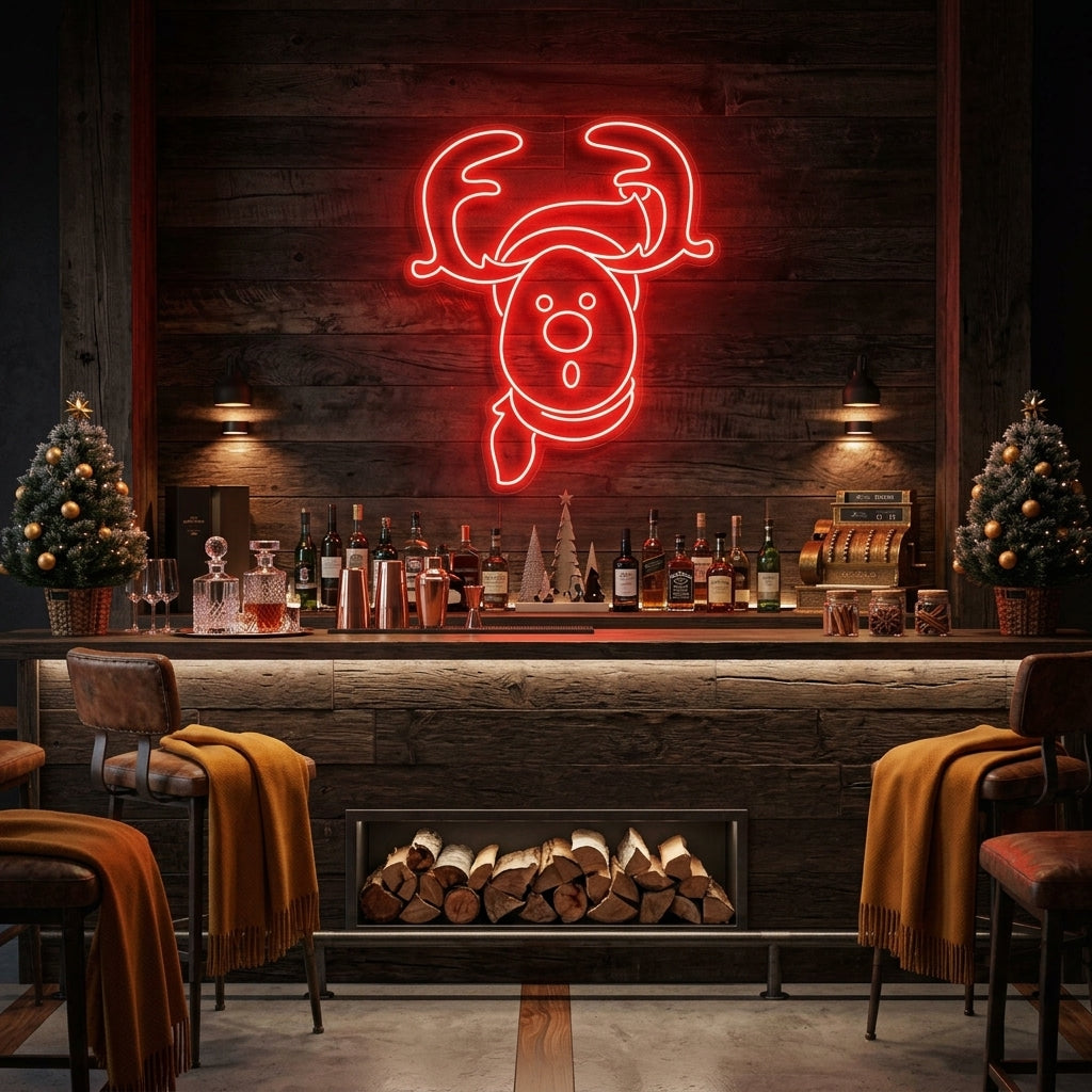 Dear Head Christmas Neon Sign