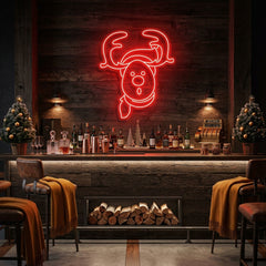 Dear Head Christmas Neon Sign