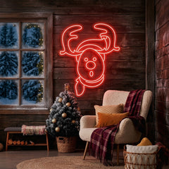 Dear Head Christmas Neon Sign