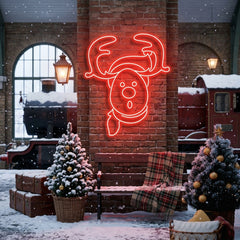 Dear Head Christmas Neon Sign