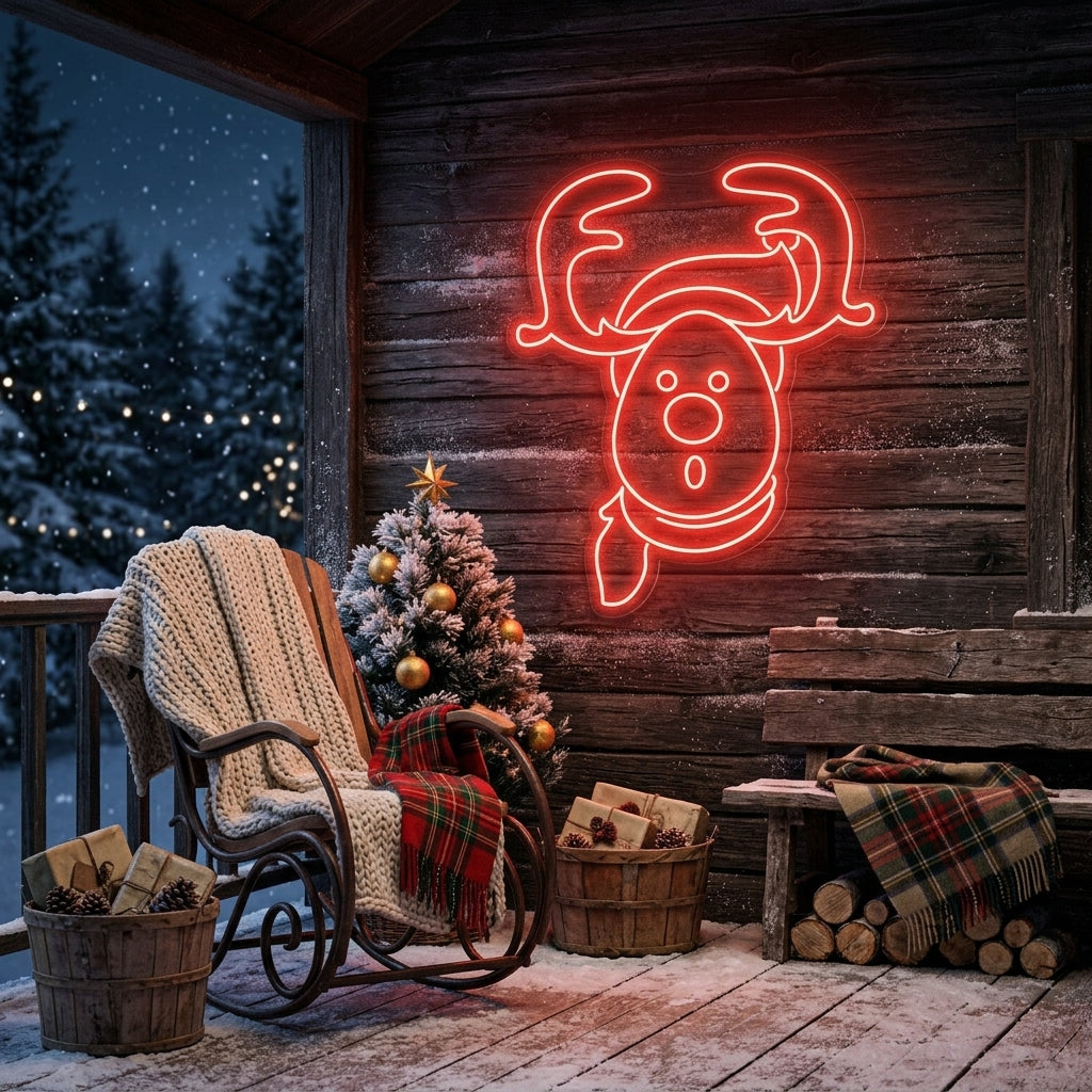 Dear Head Christmas Neon Sign