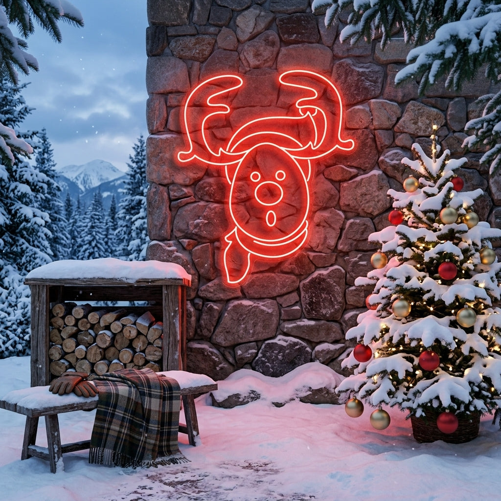 Dear Head Christmas Neon Sign