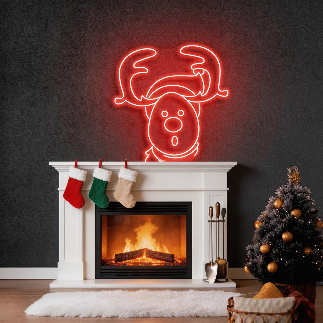 Dear Head Christmas Neon Sign