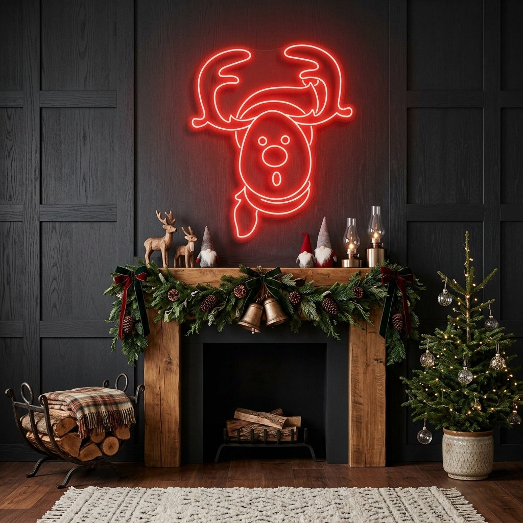 Dear Head Christmas Neon Sign