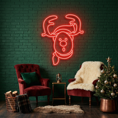 Dear Head Christmas Neon Sign
