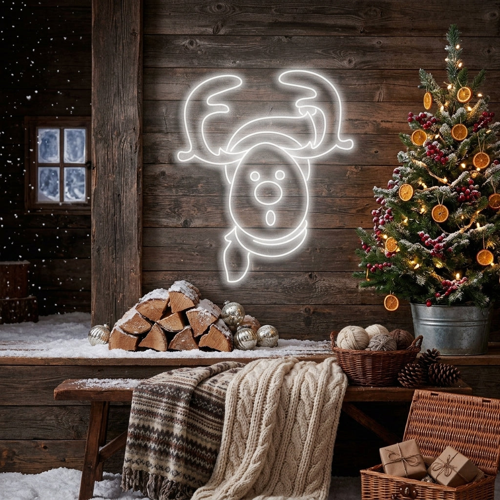 Dear Head Christmas Neon Sign