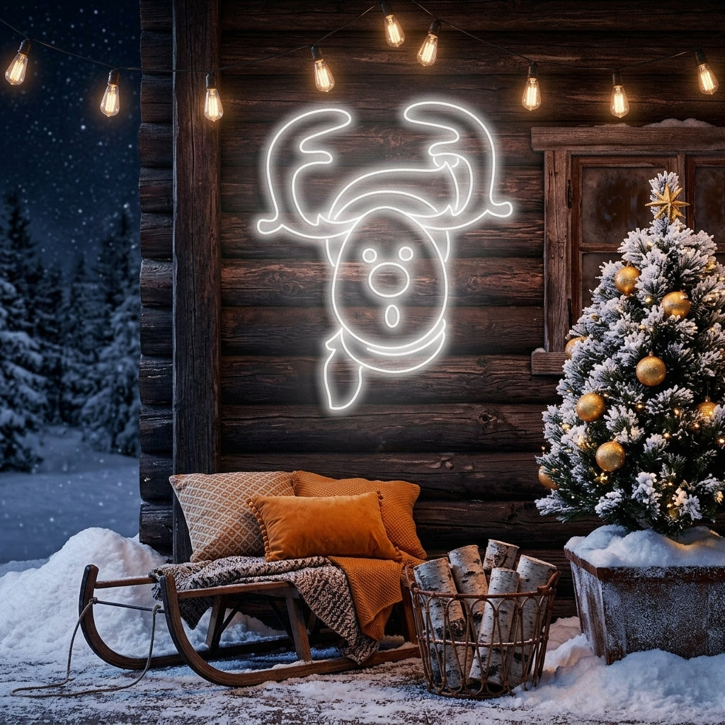 Dear Head Christmas Neon Sign