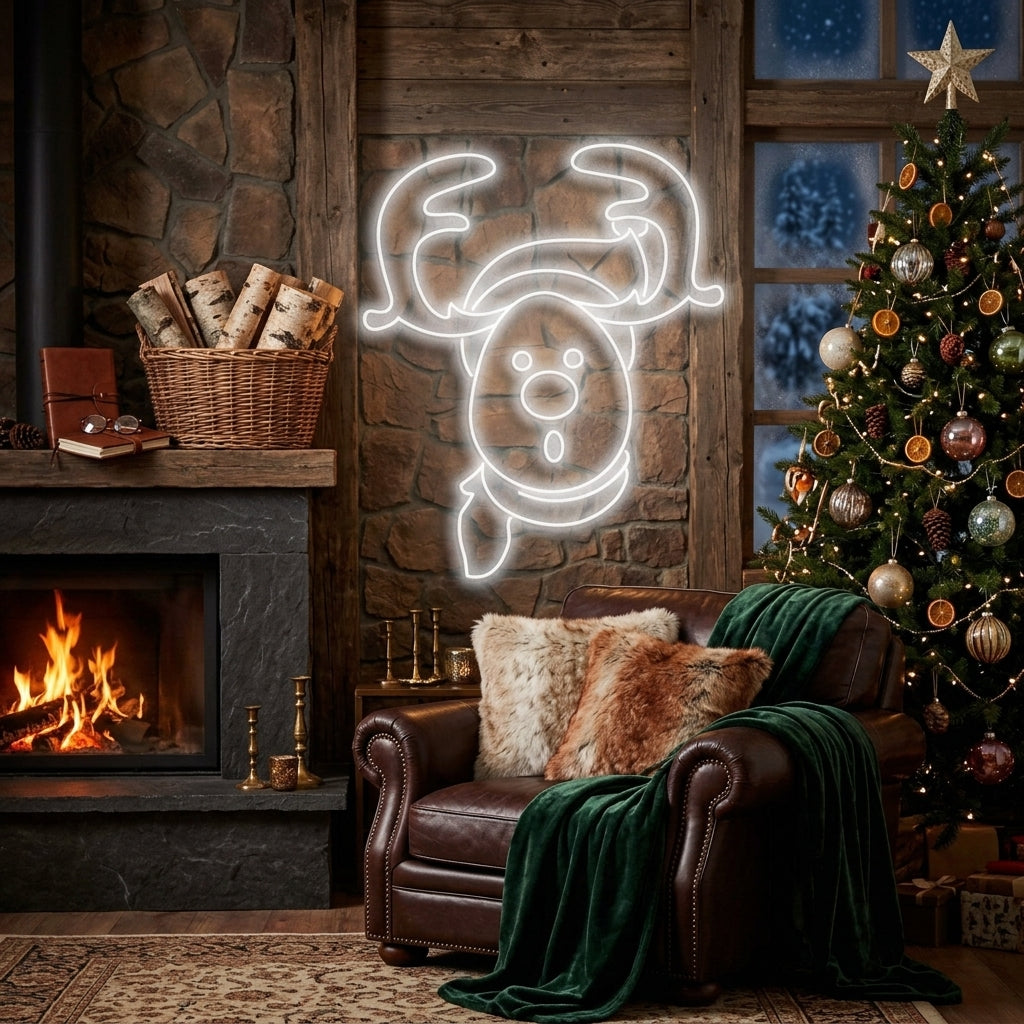 Dear Head Christmas Neon Sign