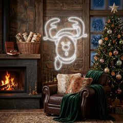 Dear Head Christmas Neon Sign