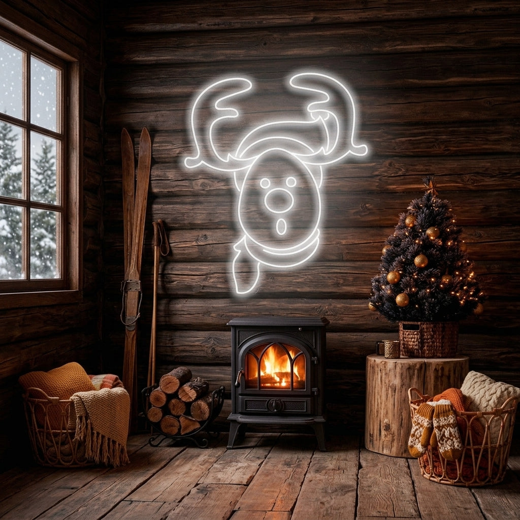 Dear Head Christmas Neon Sign
