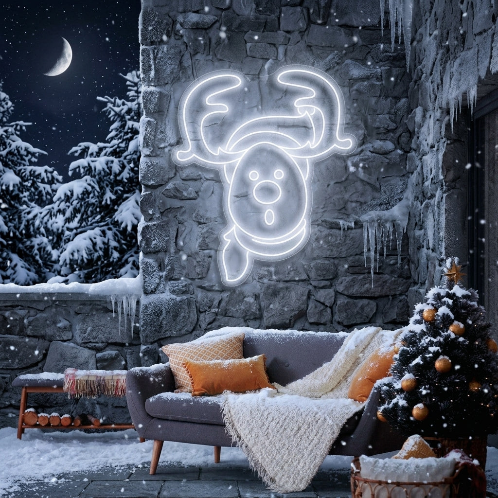 Dear Head Christmas Neon Sign