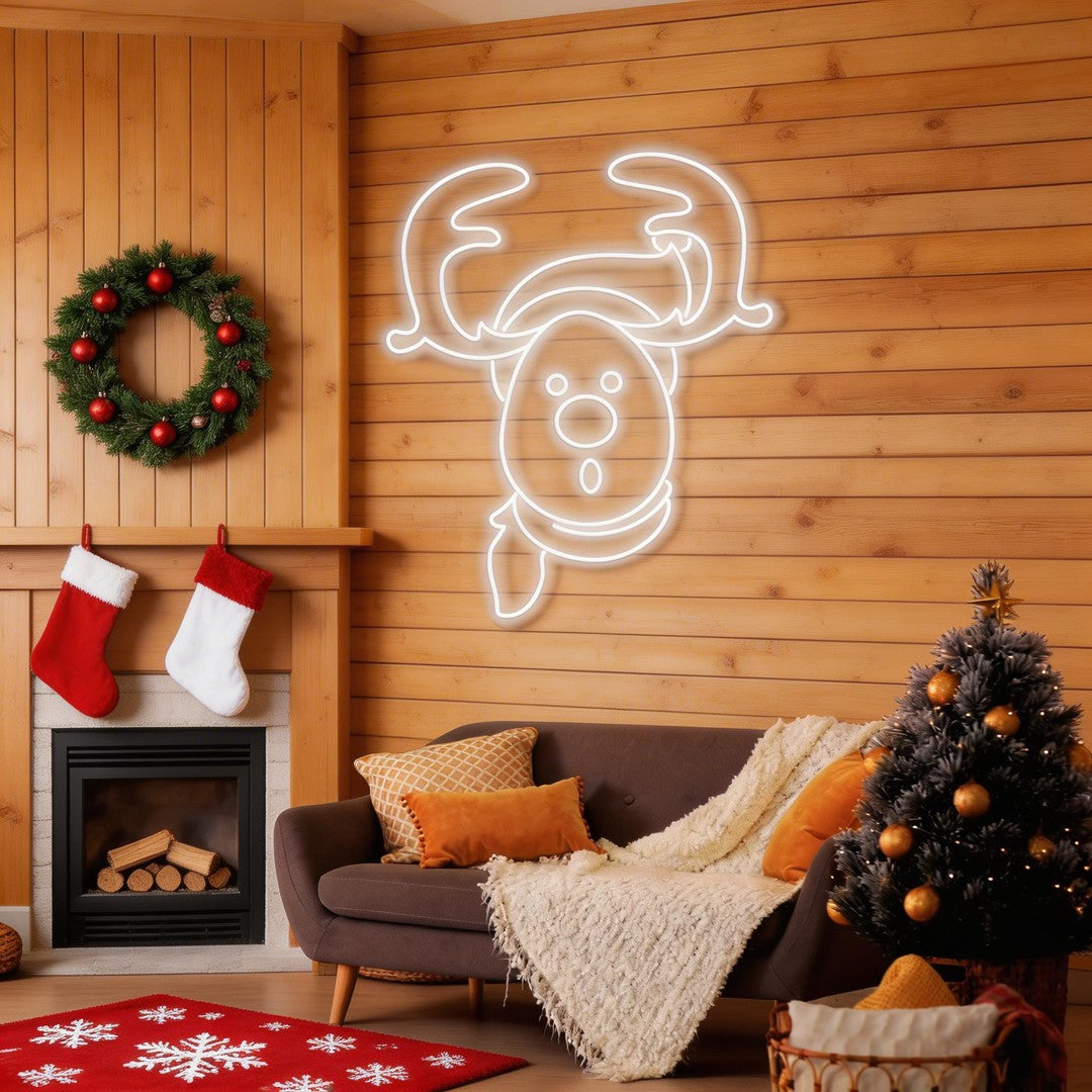 Dear Head Christmas Neon Sign