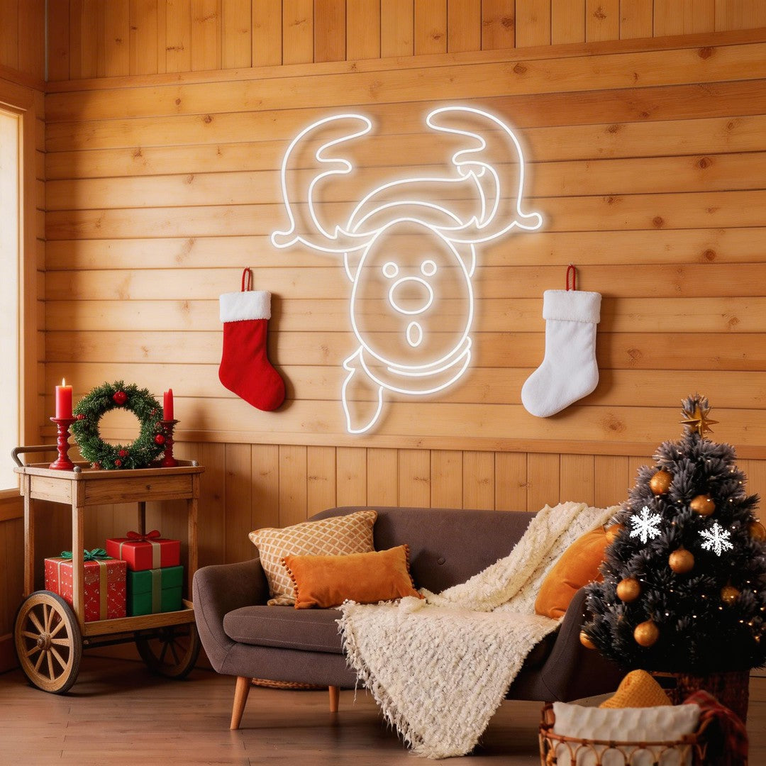 Dear Head Christmas Neon Sign