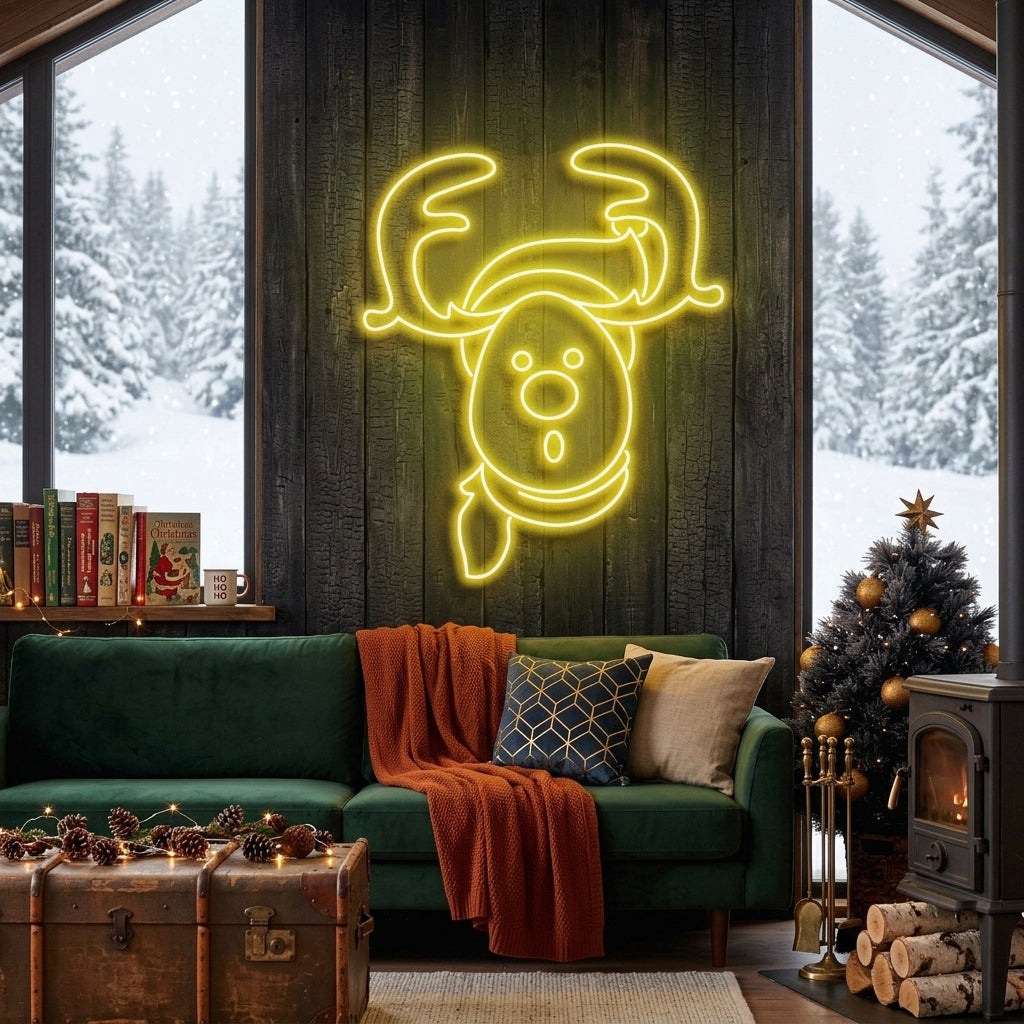 Dear Head Christmas Neon Sign