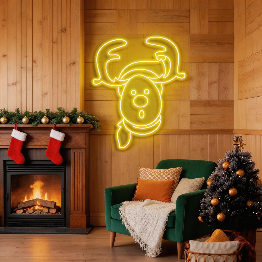 Dear Head Christmas Neon Sign