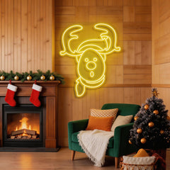 Dear Head Christmas Neon Sign