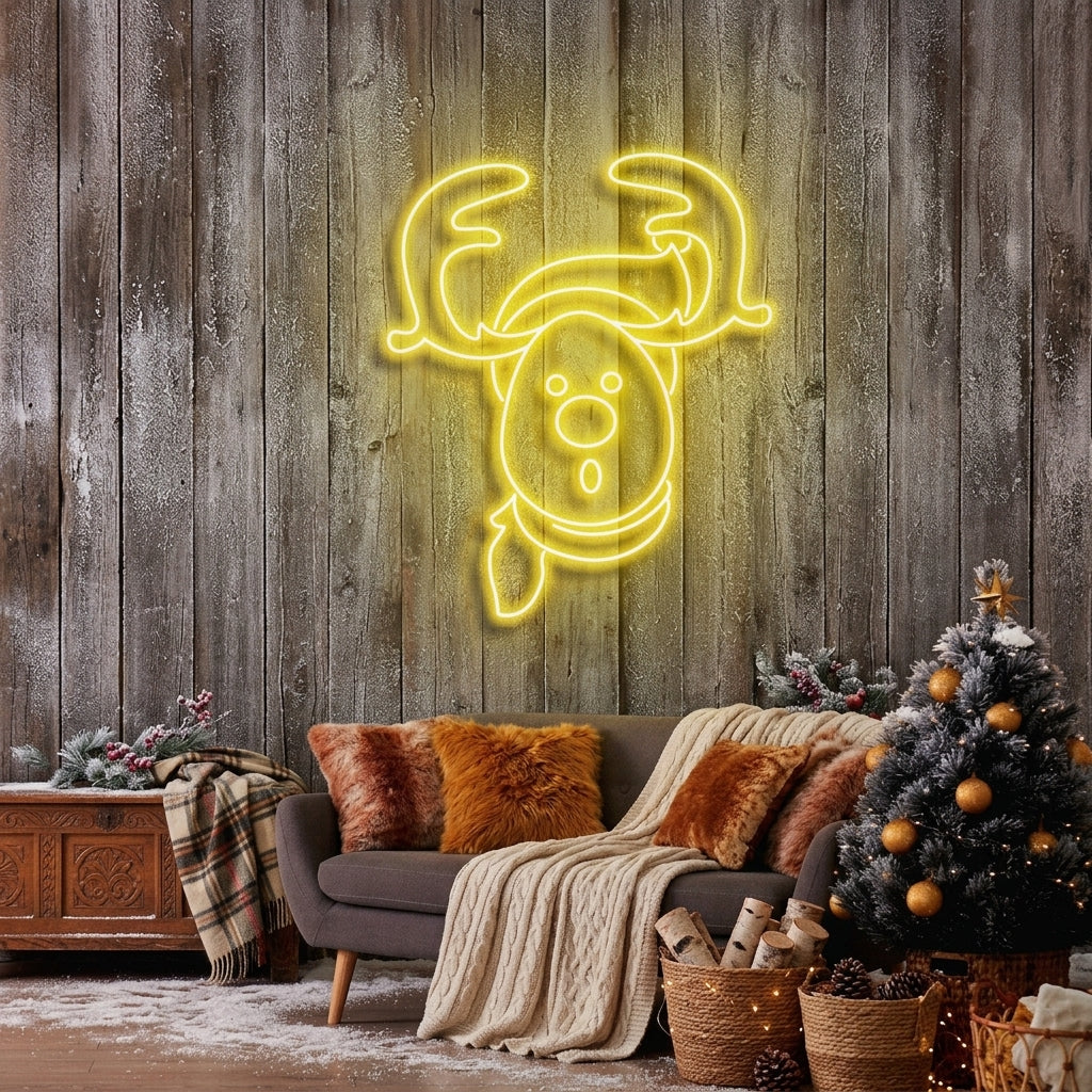 Dear Head Christmas Neon Sign