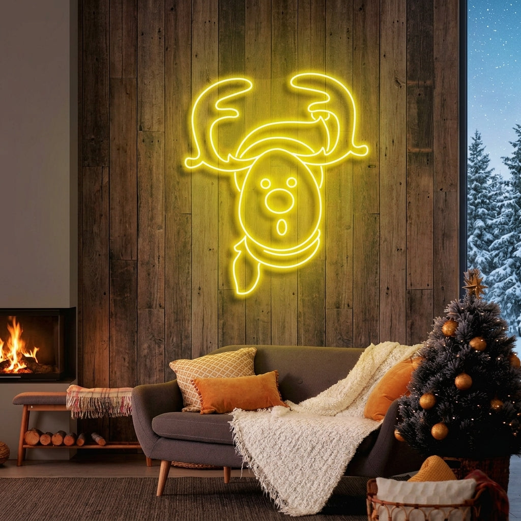 Dear Head Christmas Neon Sign