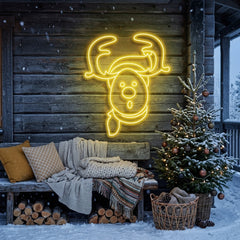 Dear Head Christmas Neon Sign