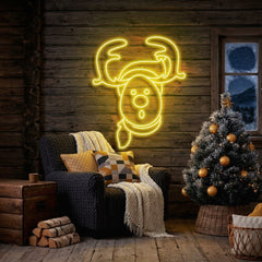 Dear Head Christmas Neon Sign