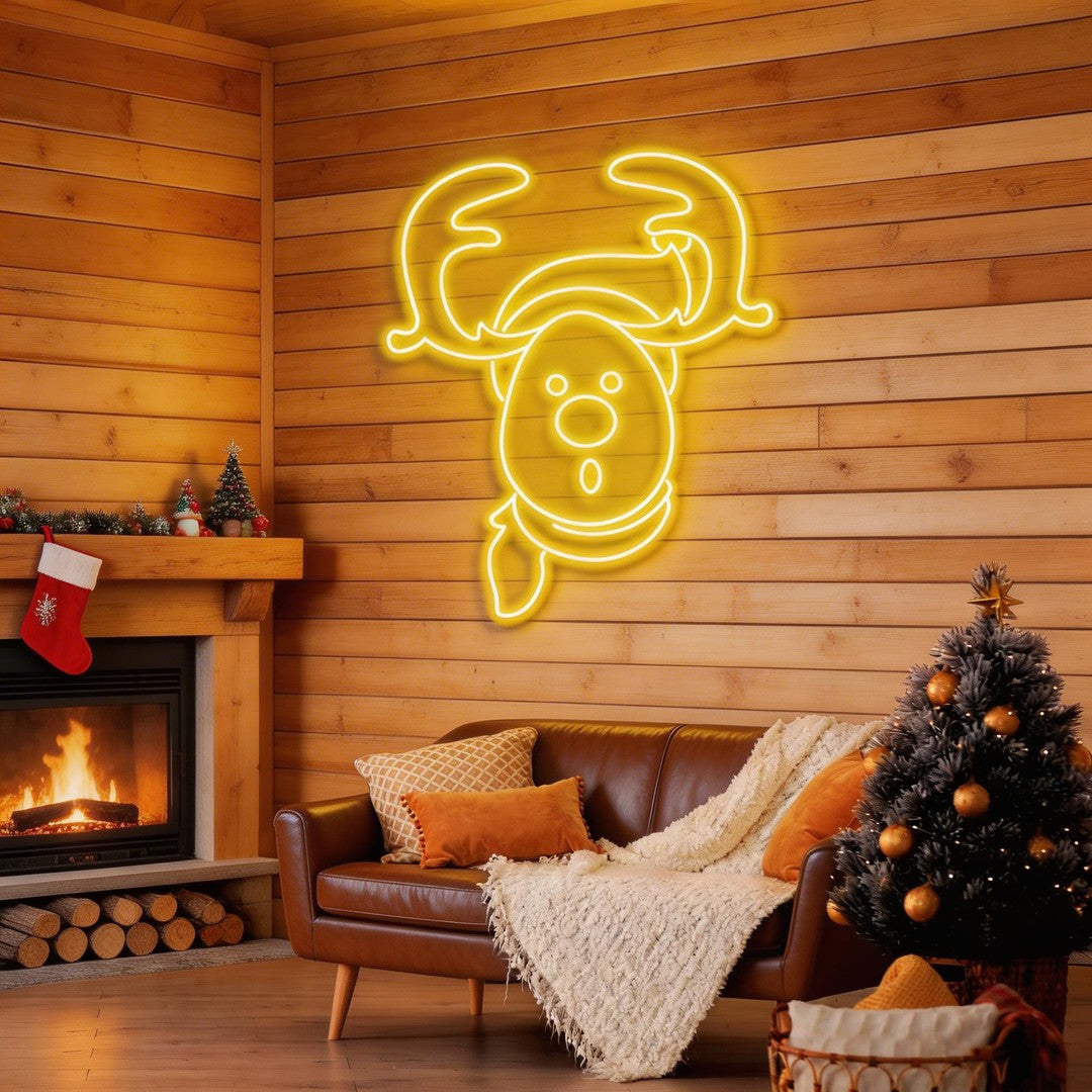 Dear Head Christmas Neon Sign