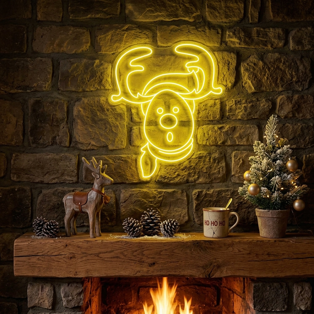 Dear Head Christmas Neon Sign