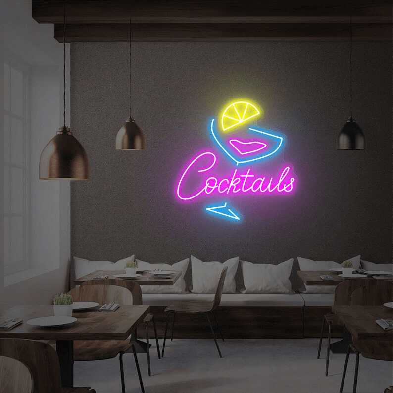 Cocktails Neon Sign Bar Neon Sign Wall Art - VN03 - Customneonstudio