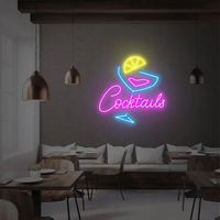 Cocktails Neon Sign Bar Neon Sign Wall Art