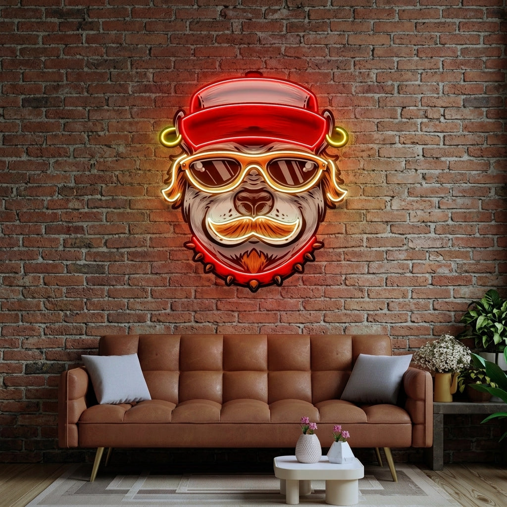 Dog Wearing Sunglasses LED Neon Sign Light Pop Art
