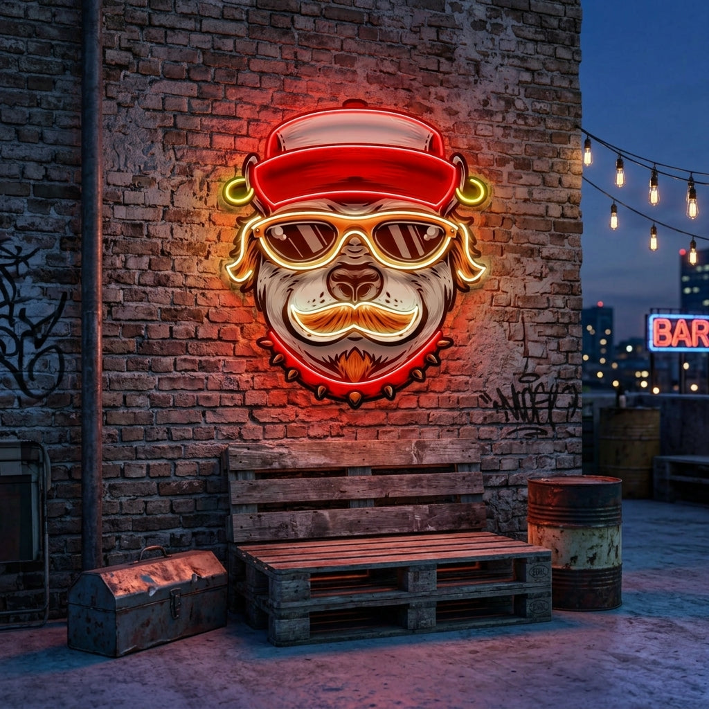 Dog Wearing Sunglasses LED Neon Sign Light Pop Art
