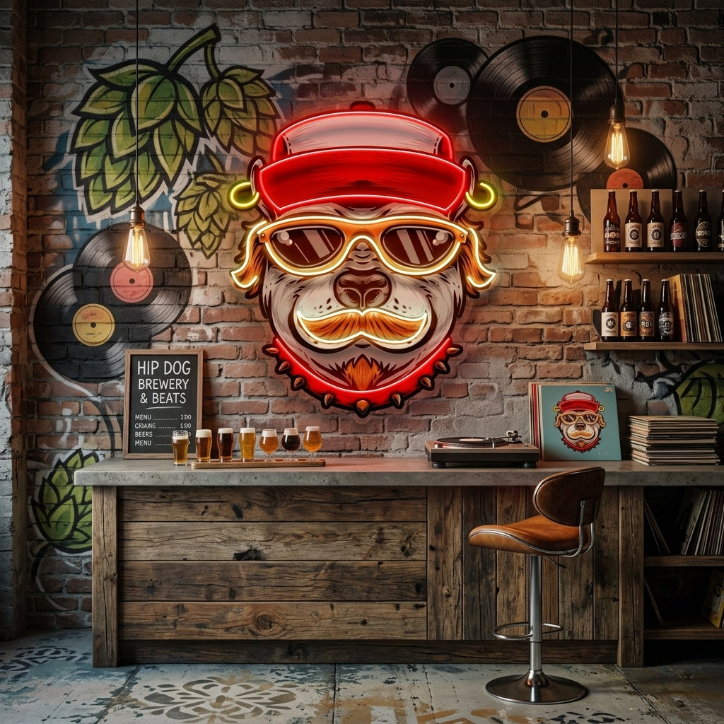 Dog Wearing Sunglasses LED Neon Sign Light Pop Art