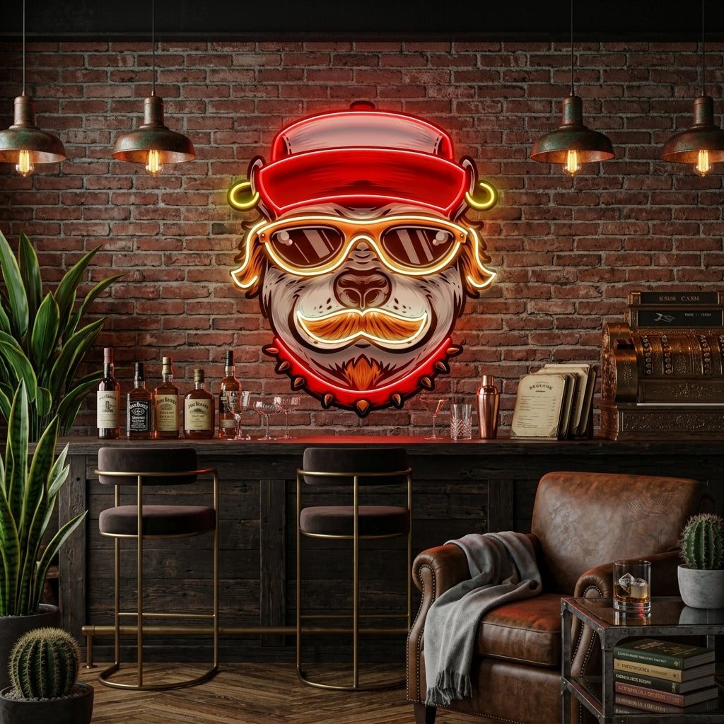 Dog Wearing Sunglasses LED Neon Sign Light Pop Art