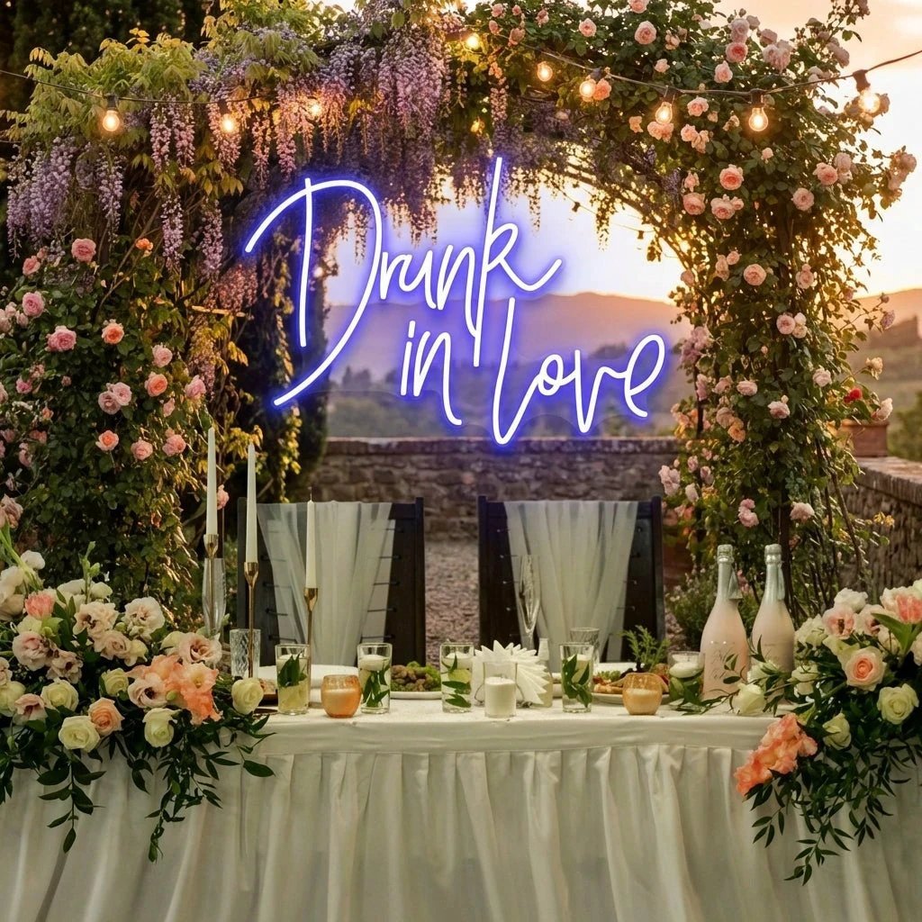 Custom Wedding Neon Sign For Reception, Drunk In Love Neon Sign, Wedding Neon Sign Ideas, Wedding Welcome Sign