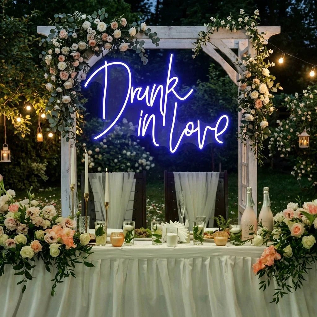 Custom Wedding Neon Sign For Reception, Drunk In Love Neon Sign, Wedding Neon Sign Ideas, Wedding Welcome Sign