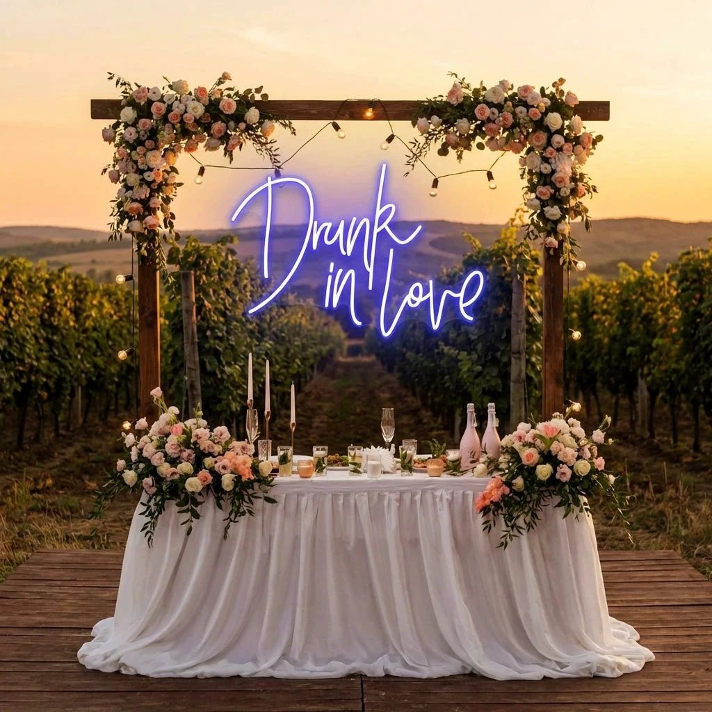 Custom Wedding Neon Sign For Reception, Drunk In Love Neon Sign, Wedding Neon Sign Ideas, Wedding Welcome Sign