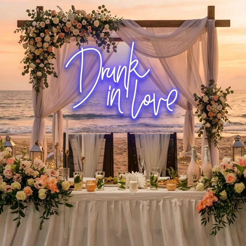 Custom Wedding Neon Sign For Reception, Drunk In Love Neon Sign, Wedding Neon Sign Ideas, Wedding Welcome Sign