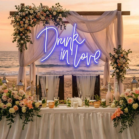 Custom Wedding Neon Sign For Reception, Drunk In Love Neon Sign, Wedding Neon Sign Ideas, Wedding Welcome Sign