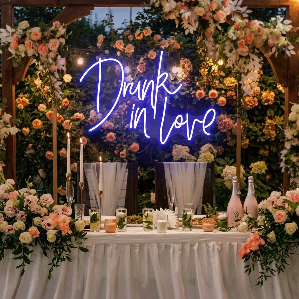 Custom Wedding Neon Sign For Reception, Drunk In Love Neon Sign, Wedding Neon Sign Ideas, Wedding Welcome Sign